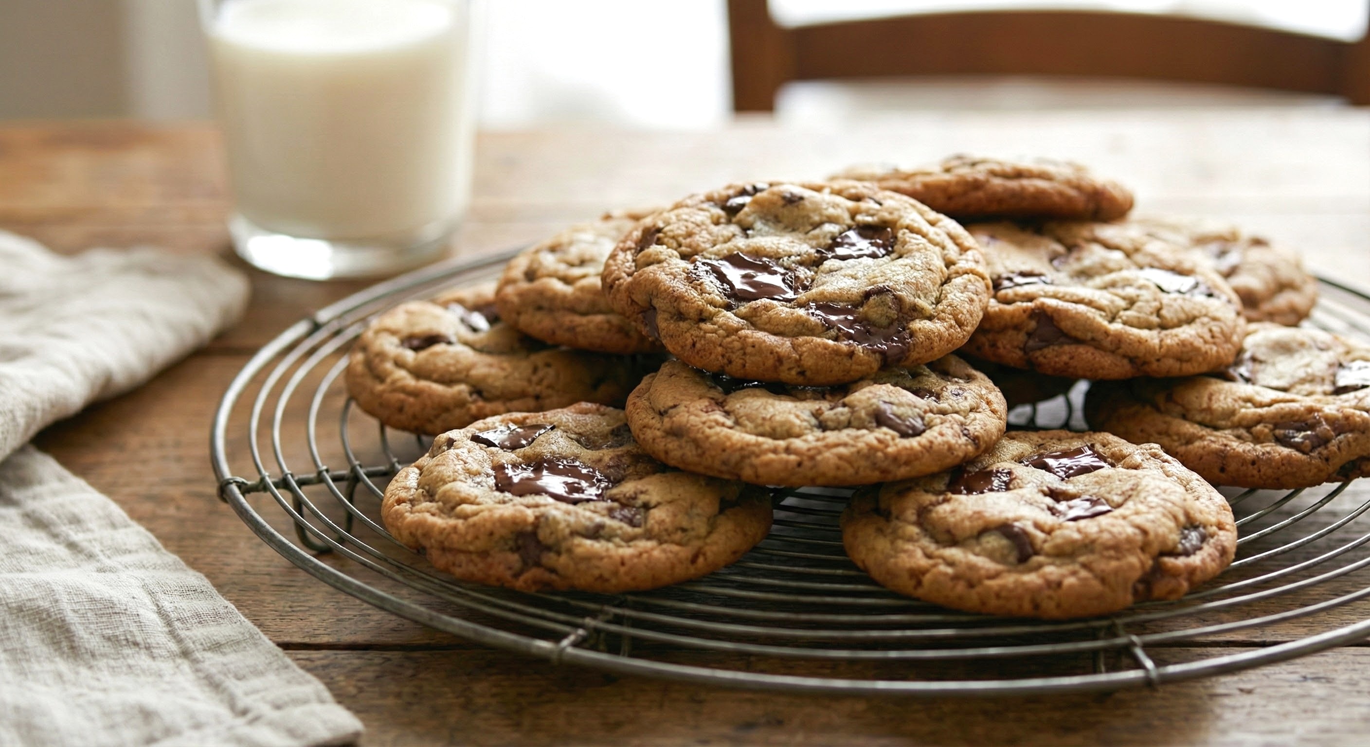 Chewy chocolate chip cookies fresh from oven